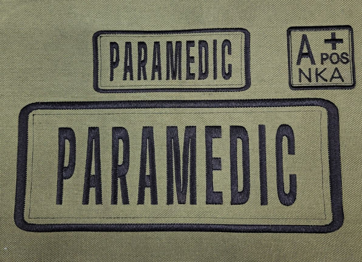 Paramedic Name Tag Set with Hook Backing, 1-10"x4" and 2-5"x2"