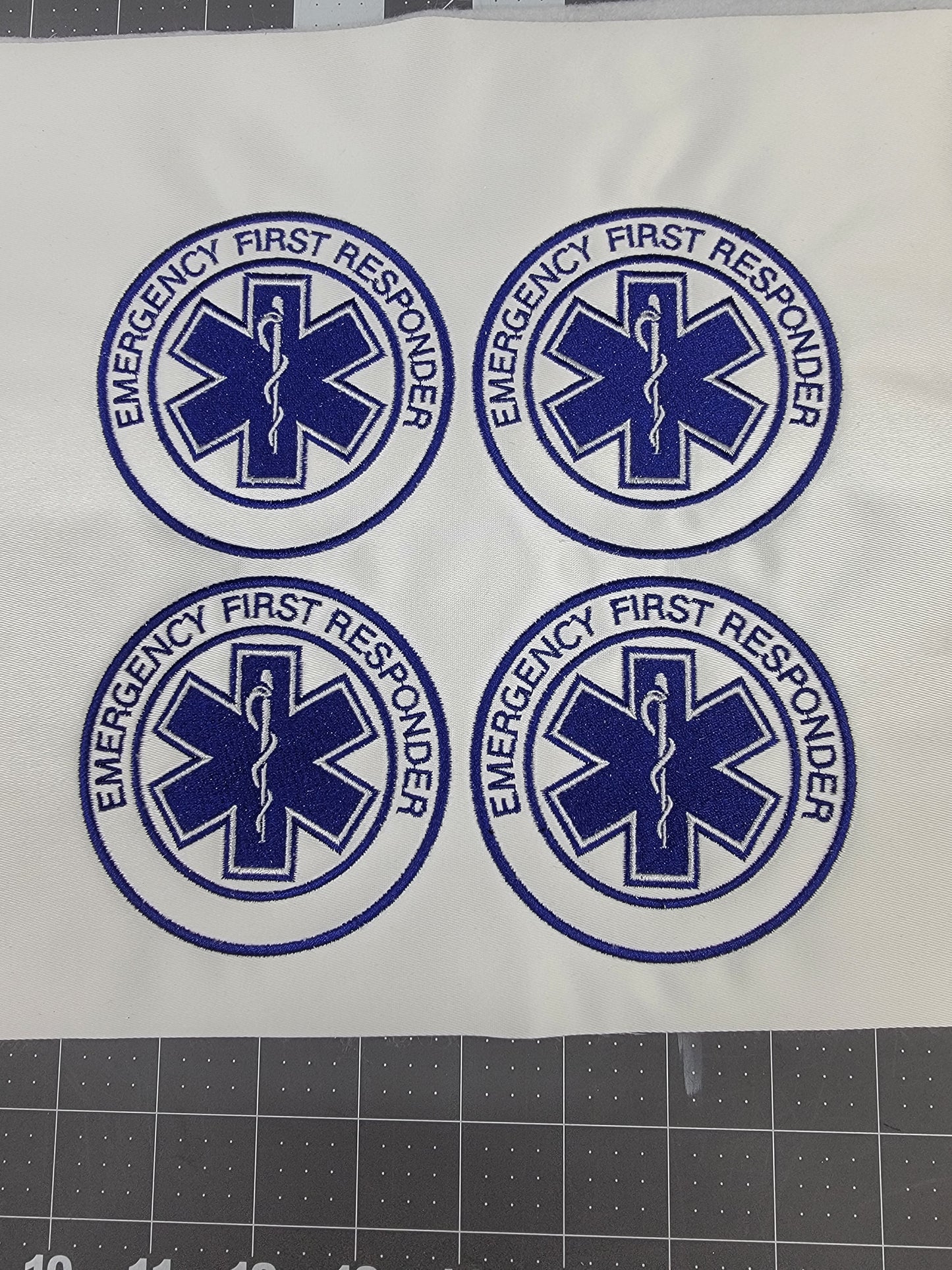 Emergency First Responder Patch with Iron On or Hook Backing