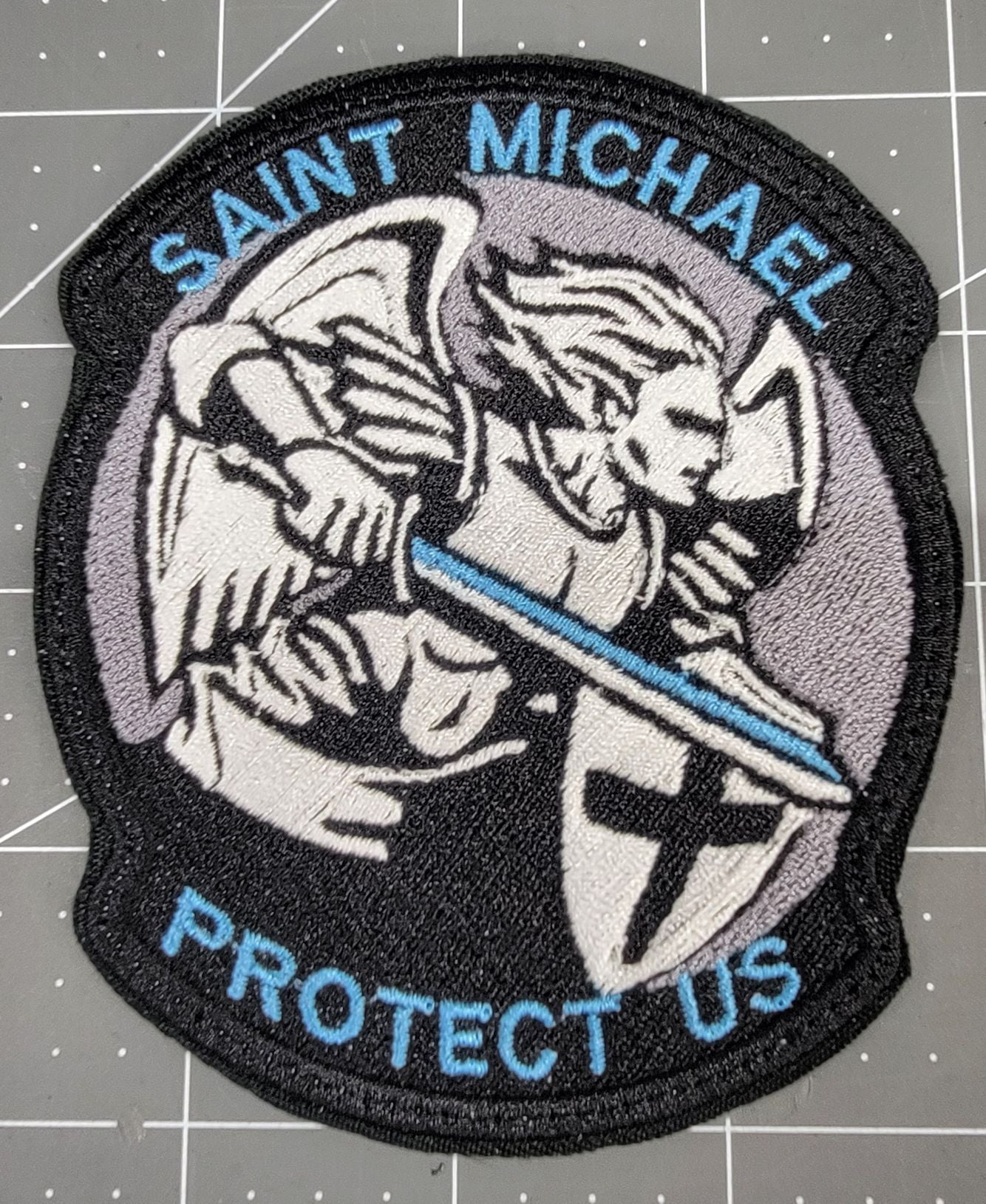 St. Michael Protect Us Patch with Hook Backing