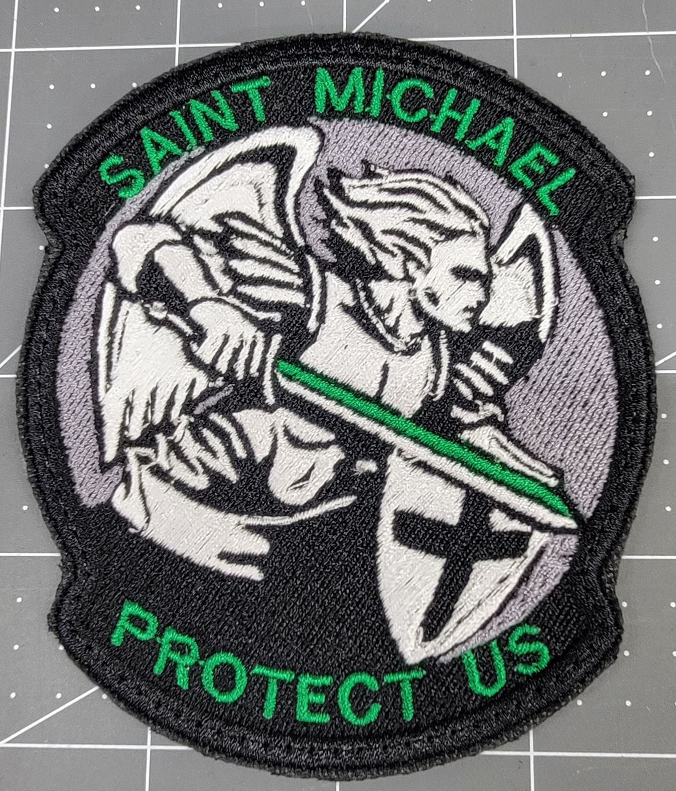 St. Michael Protect Us Patch with Hook Backing