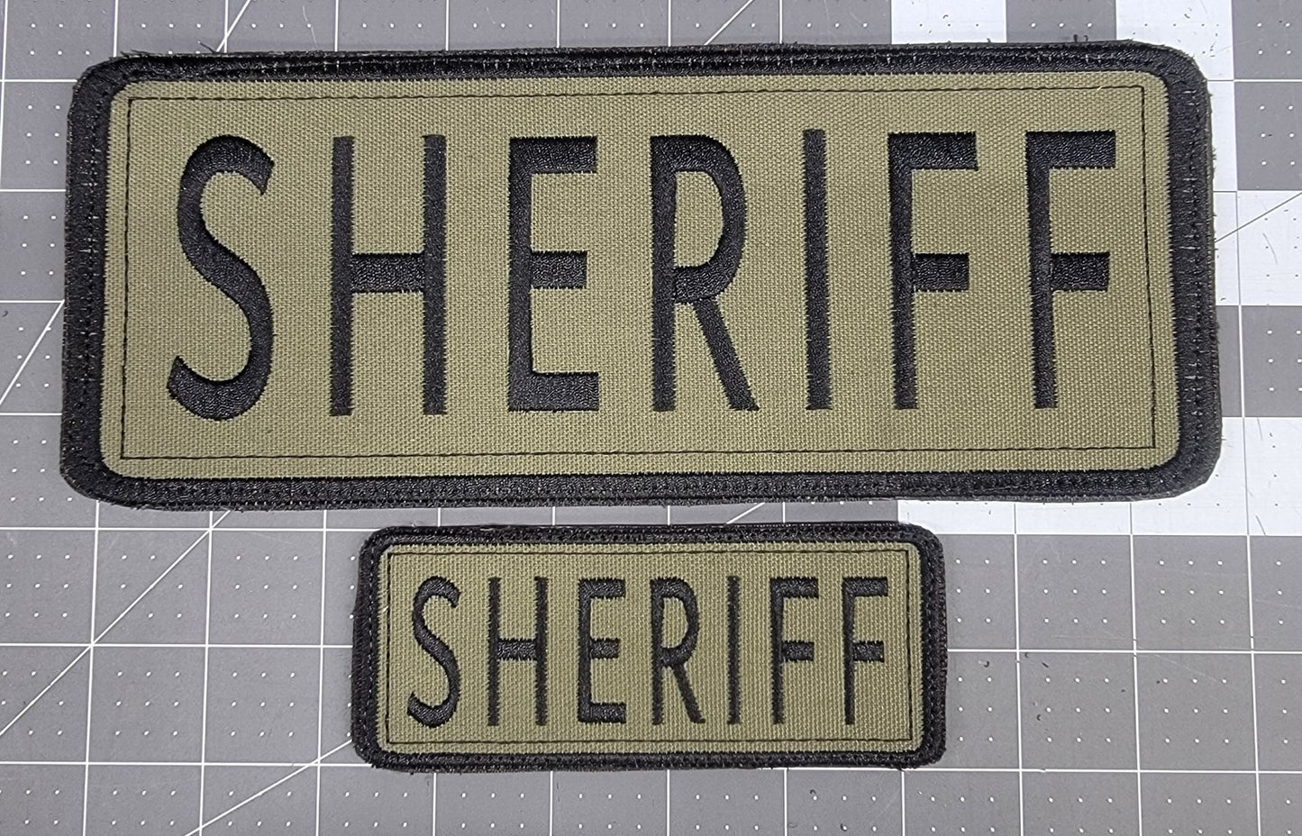 Sheriff Name Tag Set with Hook Backing, 1-10"x4" and 2-5"x2"