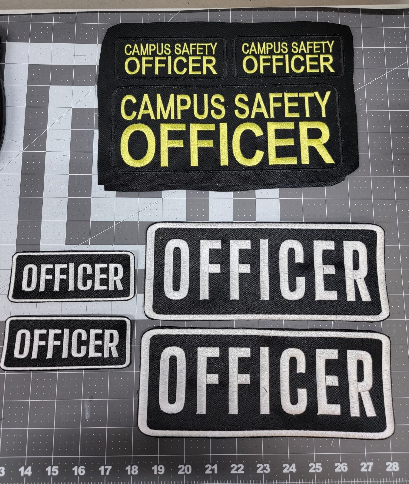 Officer Name Tag Set with Hook Backing, 1-10"x4" and 2-5"x2"