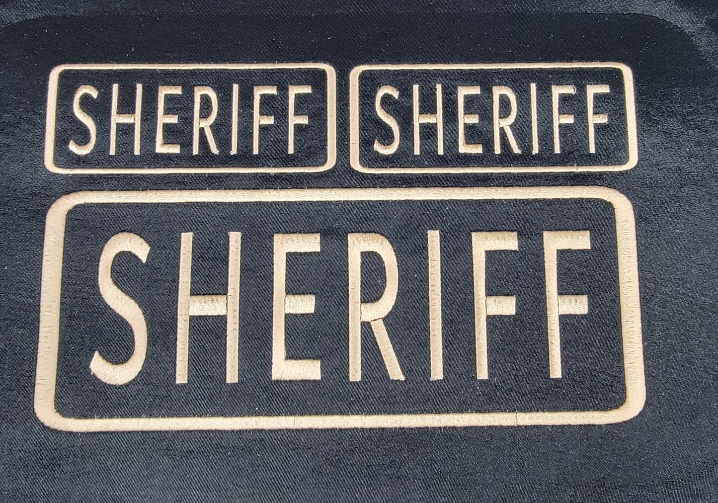 Sheriff Name Tag Set with Hook Backing, 1-10"x4" and 2-5"x2"