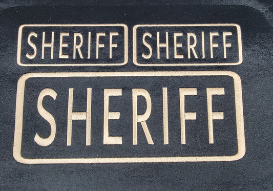 Sheriff Name Tag Set with Hook Backing, 1-10"x4" and 2-5"x2"
