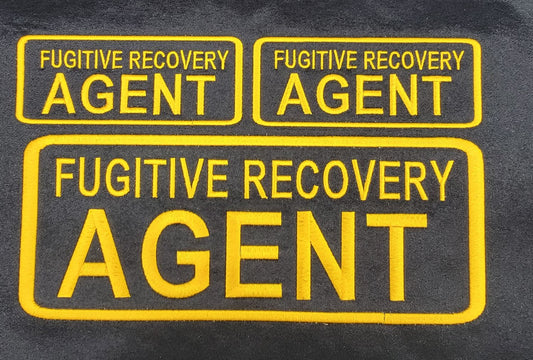 Fugitive Recovery Agent Name Tag Set with Hook Backing, 1-10"x4" and 2-5"x2"